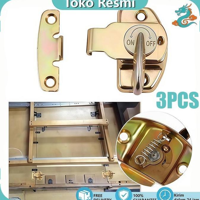 XARIELTA 3PCS Kunci Pintu Putar Kunci Pintu Sliding Geser Kayu Table Lock Geser Kunci Pintu Grendel 