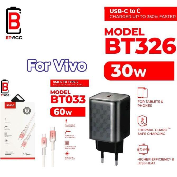 CHARGER BT326 For Vivo 30W Flash Charger 1Set Kabel Type C to Type C Adapter Adaptor Carger
