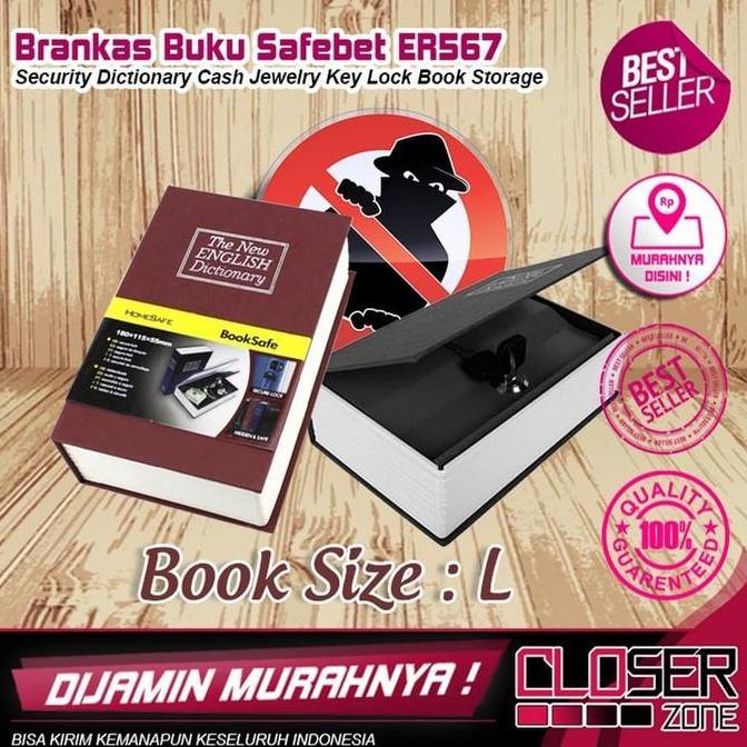 Brankas Buku Kamus Size L - Key Lock Metal Jewelry