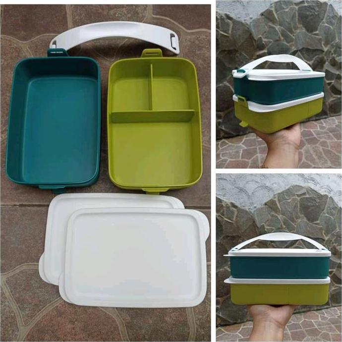 Tupperware small click to go 2 susun ( 1 sekat + 1 polos )