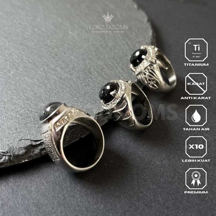 cincin batu akik blackonix ring titanium super