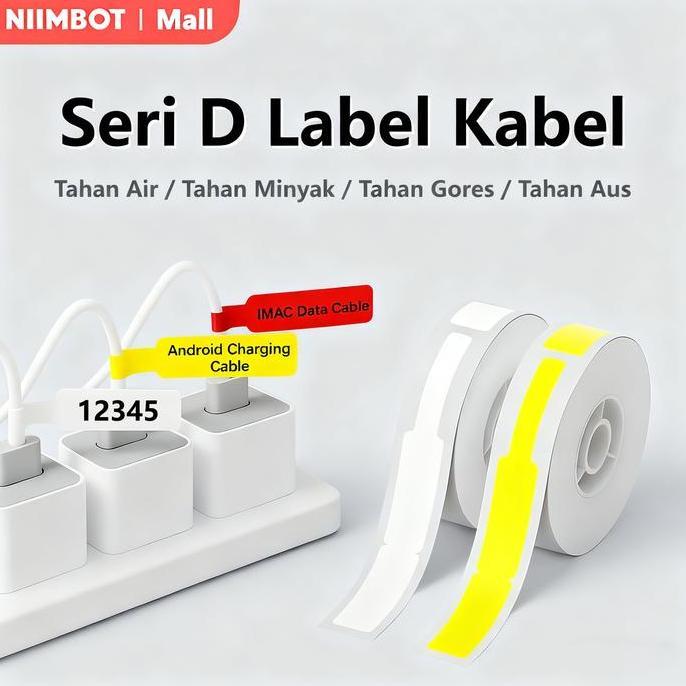 Niimbot Kertas Label Perekat D11/D110/D101/H1S Tahan Air Anti Gores untuk Label Kabel Optik dan Komo