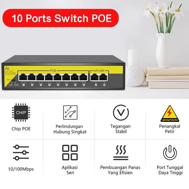 Xihancam Network Switch Hub 8 Port Poe Switch Desktop Ethernet Splitter Hub Switch Poe Cctv Rj45