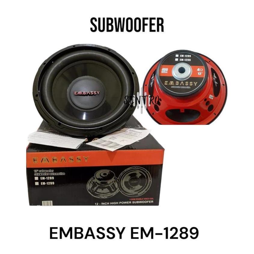 BEBAS ONGKIR - Subwoofer 12 inch Embassy EM-1289 Speaker Audio Mobil Car