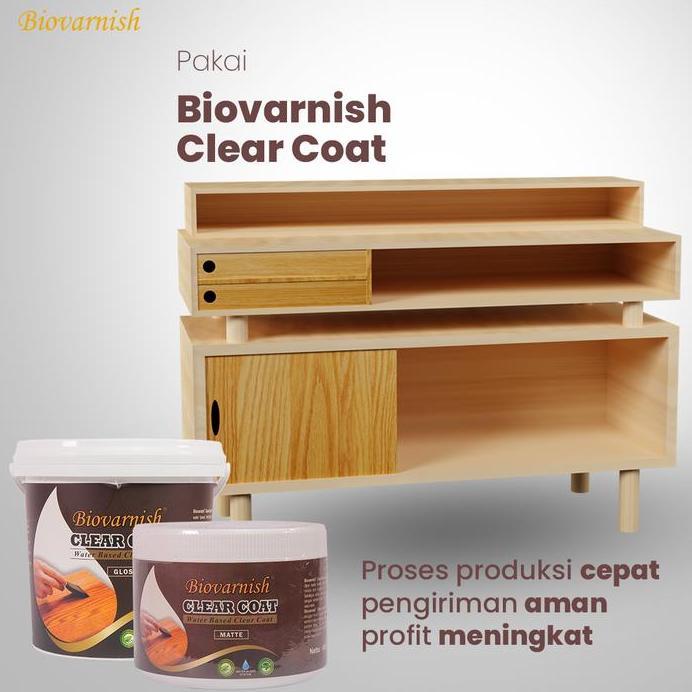 Biovarnish Clear Coat 1kg Pernis kayu Clear Untuk Finishing Kayu Matte