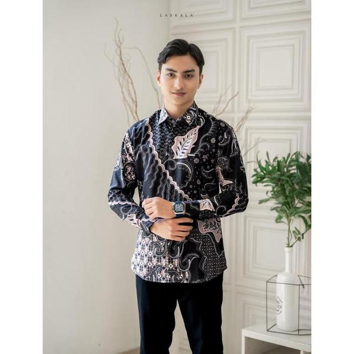 Laskala Batik Premium Surya Kemeja Batik Pria Slimfit Lengan Panjang