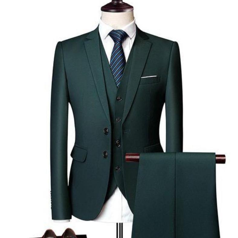 setelan jas formal pria/set jas kantor/set jas wedding/setelan jas pria warna hijau botol