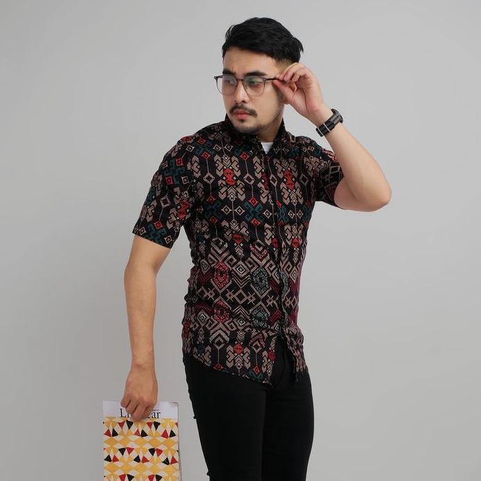 DGM Kemeja Batik Songket Pendek Premium Batik Pendek Pria Songket Premium 005 C