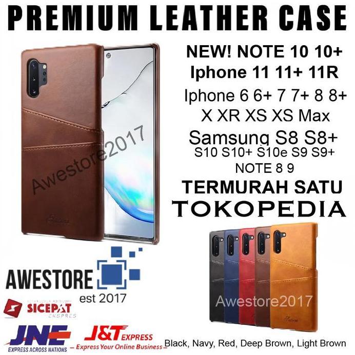 Leather Case Card Casing Kulit S10 S10+ S10e Lite S9 S9+ Note 8 9 Plus