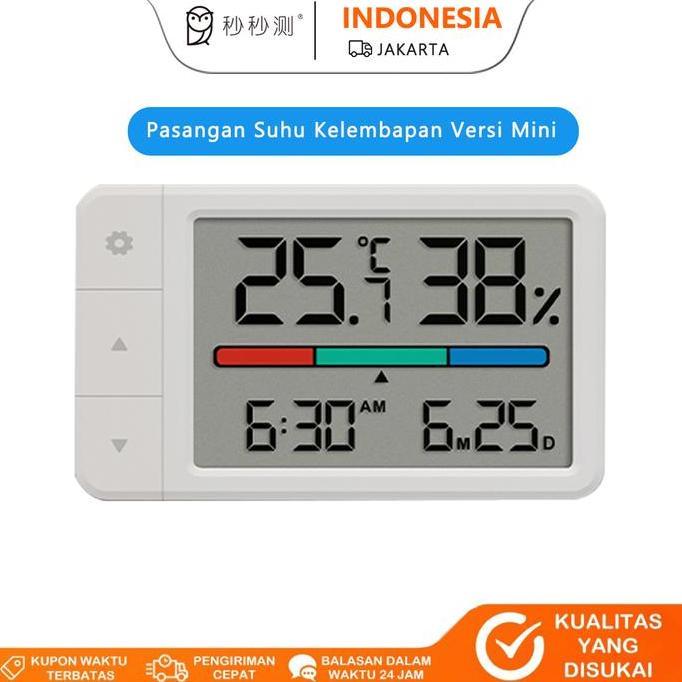 MiaoMiaoCe Hygrometer Digital Mini - Pengukur Suhu & Kelembaban Ruangan, Tampilan Warna, Bisa Digant