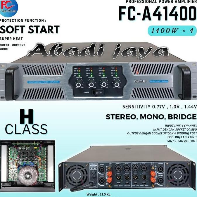 Produk Terbaru Power Amplifier Firstclass Fc A41400 / Fca 41400 / Fca41400 4 Channel