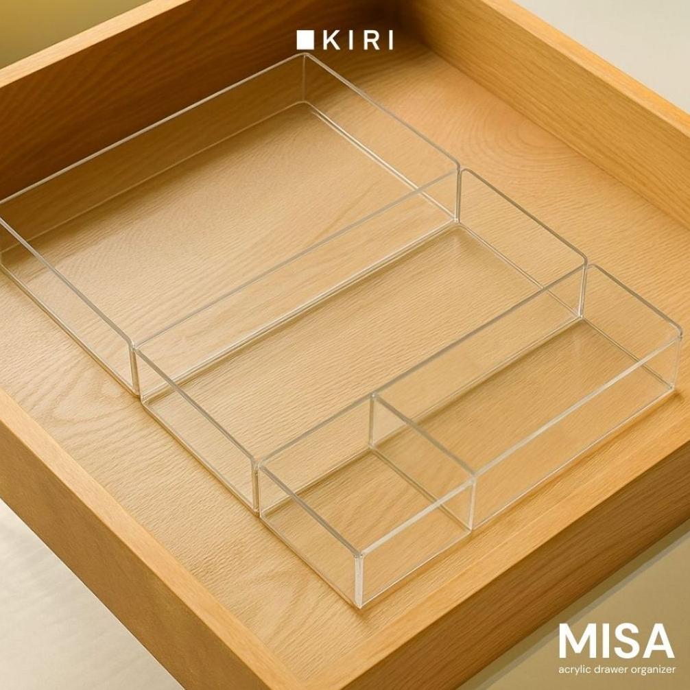 Organizer Laci Bening Acrylic | Kotak Penyimpanan Serbaguna | Tempat Sendok Garpu | Wadah Akrilik