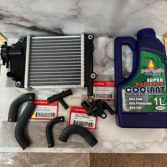 Paket Radiator(KVB)+AirRadiator+Thermostat+Selang Buat motor Vario 110 Karbu, Vario Lama, Vario Karb