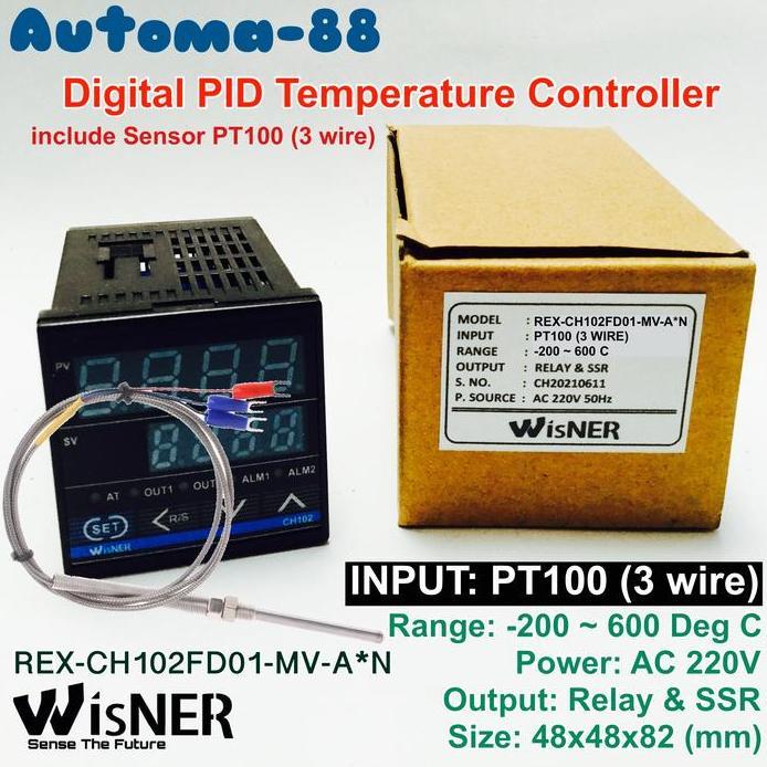Paket Thermostat Digital Wisner CH102 Out Relay dan SSR input RTD PT100 3 Kabel