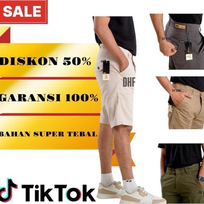 BELI Celana pendek Cowok ELFOS DHAF ORIGINAL brand KUALITAS CARDINAL bahan katun canvas tebal tidak 