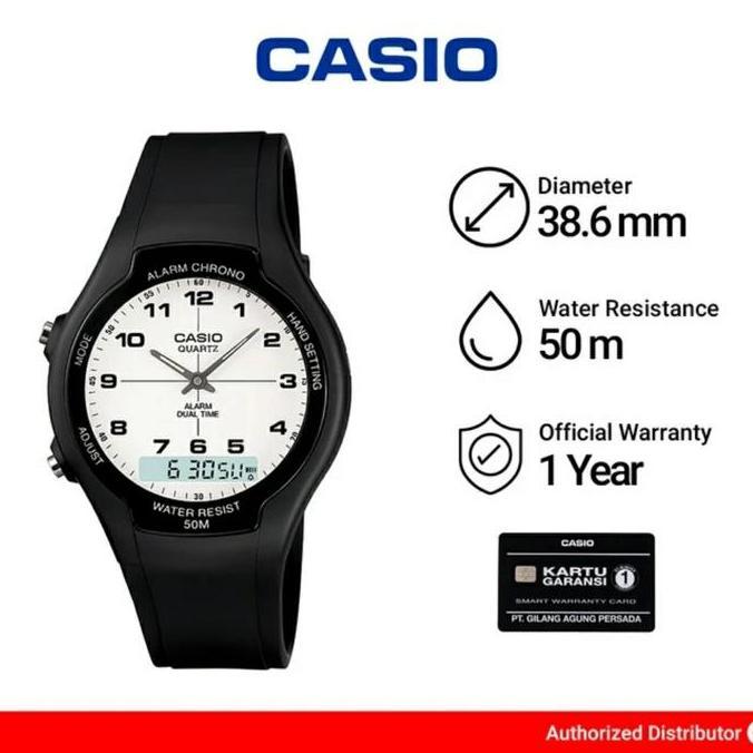 JAM CASIO ORIGINAL AW90H AW-90H-7B JAM CASIO PRIA DIGITAL KARET