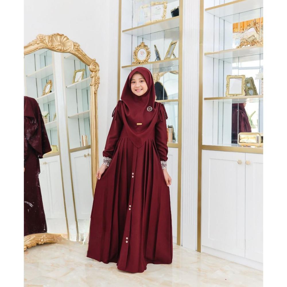 Recommended Gamis Anak Mawwadah Syar'I Set Khimar Cringkle Airflow Premium - Fashion Muslim Anak Per