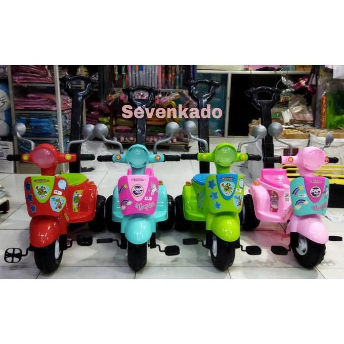 SCOOTER 609 SHP MAINAN ANAK SEPEDA VESPA RODA 3 DORONG MUSIK