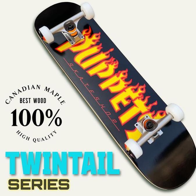 Puppets skateboard fullset flaming thrasher Olahraga