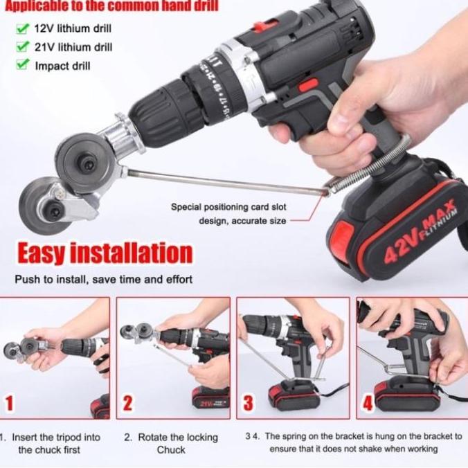 HATSUD Adaptor Mesin Bor Alat Potong Gunting Plat Besi Pelat Seng