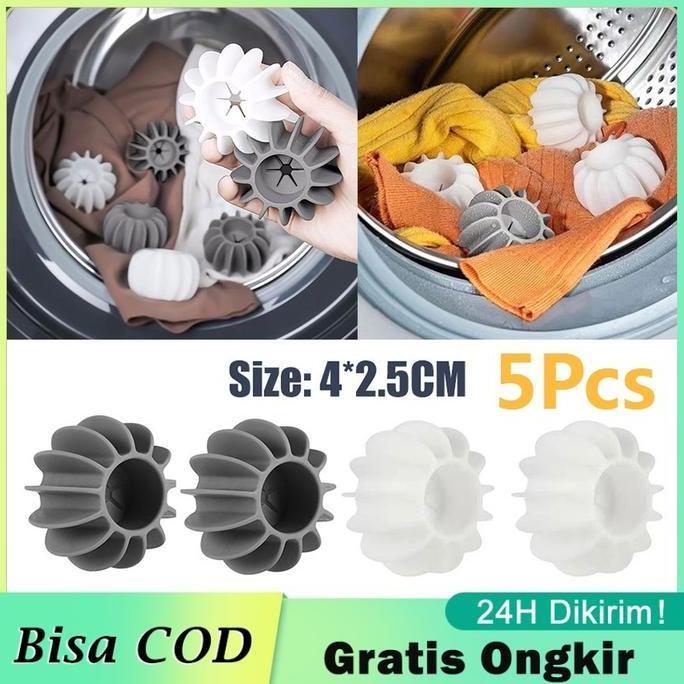 SESARKAL 5Pcs Silicone Magic Laundry Ball Reusable Pakaian Alat Pembersih Bulu Pakaian Pet Hair Remo