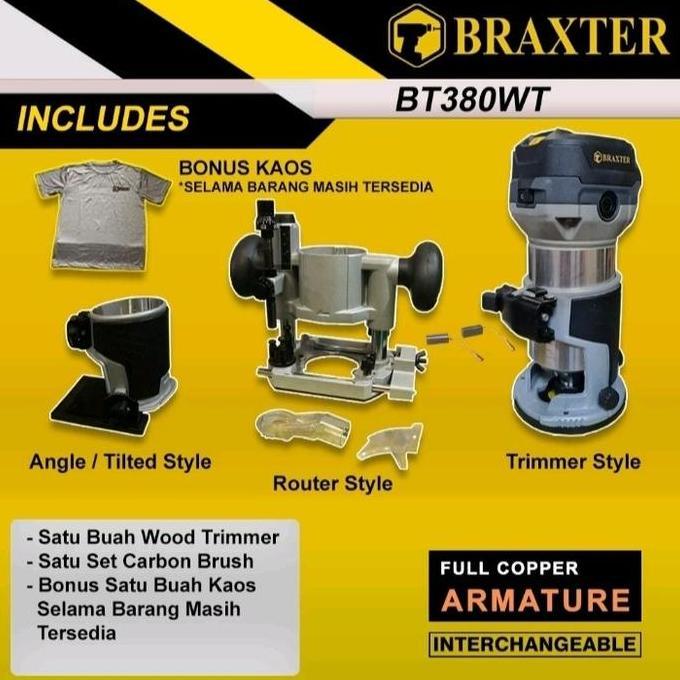 HATSUD MESIN ROUTER PROPIL BISA GANTI DUDUKAN / WOOD TRIMMER BRAXTER BT380-WT