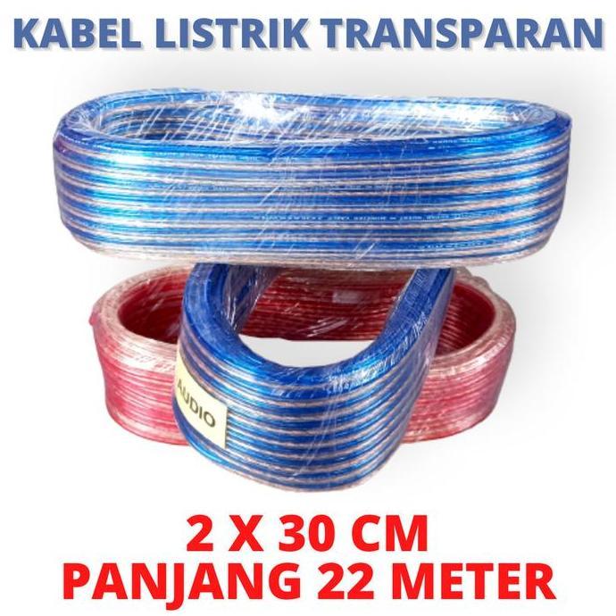 KABEL LISTRIK TRANSPARAN 2x30 KABEL AUDIO KABEL LISTRIK ROLL SERABUT kabel  bulat
