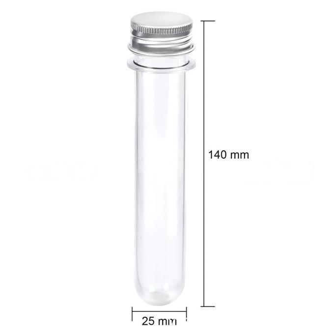 LEONAB 10pcs Tabung Reaksi Plastik Pet Tutup Aluminium 80ml Plastic Tube Test Tabung Souvenir Bunga 