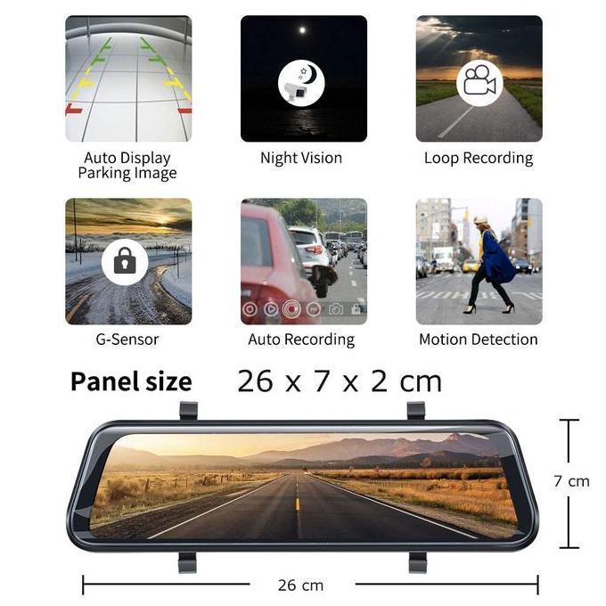 Spion Kamera Mundur Mobil Dashcam Depan Belakang GPS WIFI HDR 2K IPS
