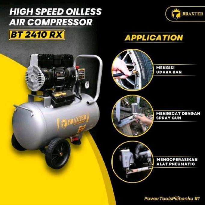 LEBOU BRAXTER HIGH SPEED Kompresor Silent Oilless 1 HP 24 LITER KOMPRESOR TANPA OLI 1 HP TABUNG 24 L