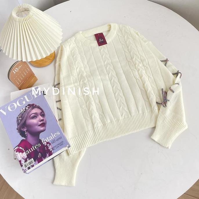 New Natali Cable Blouse - Atasan Rajut Wanita Crew Neck Baju