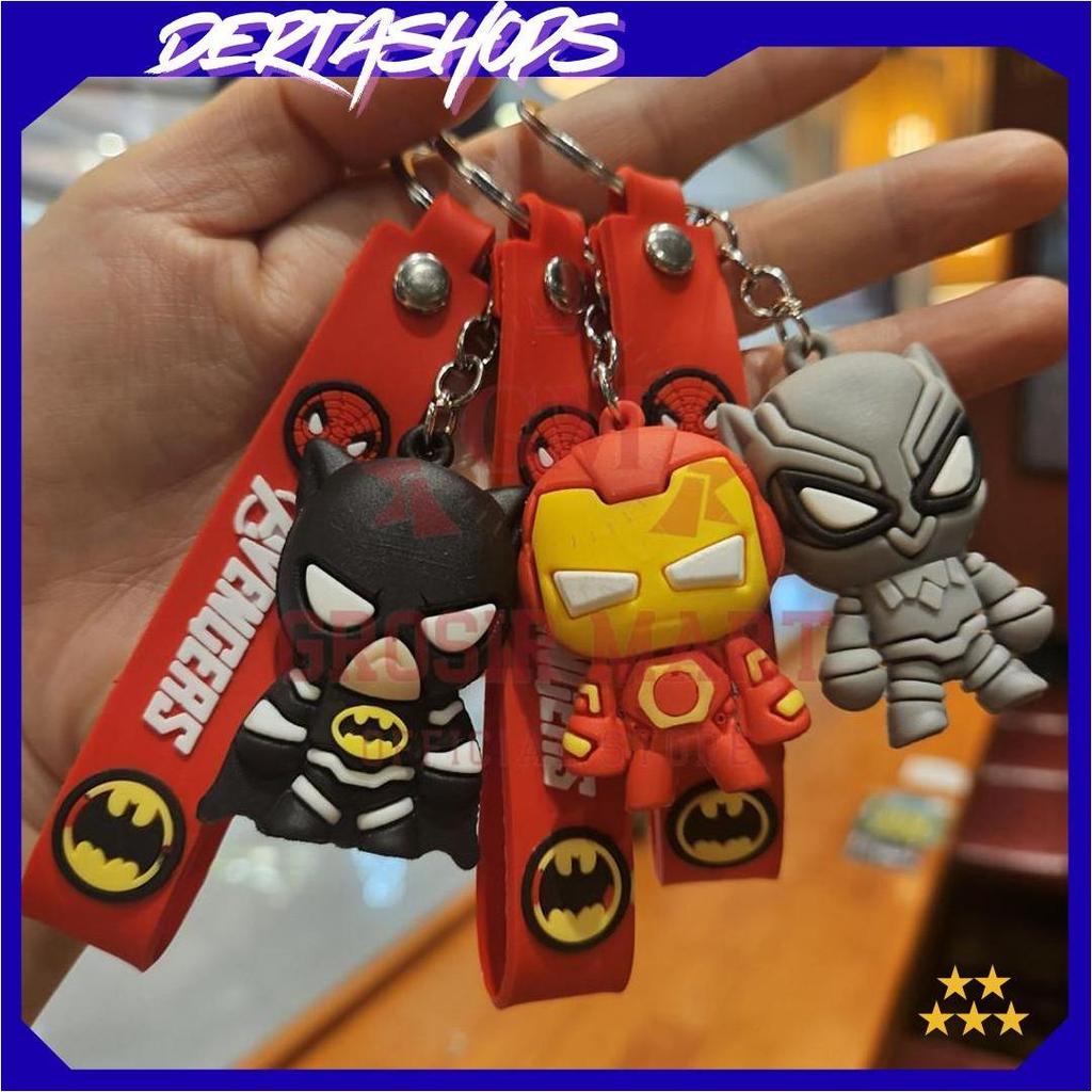 Gantungan Kunci Avengers Batman Iron man Spiderman Silikon Tebal / Ganci Avengers / Ganci Batman / G