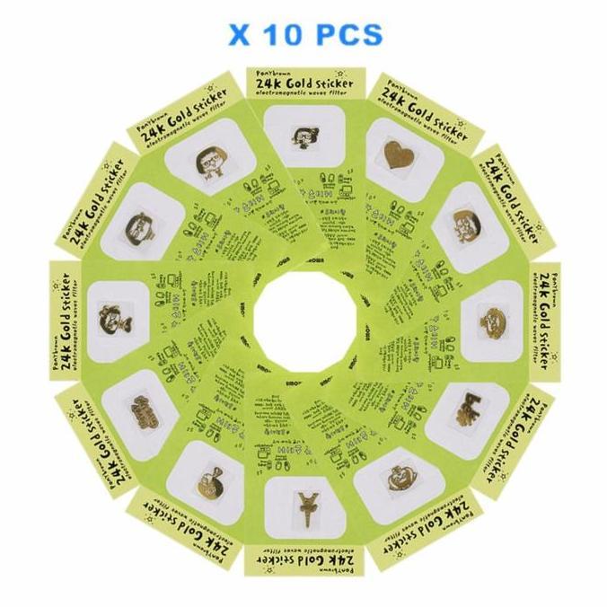 LOGPEF EELIC STR-GOLD 10 PCS Stiker HP Warna Emas 24K Anti-Radiasi Elektromagnetik