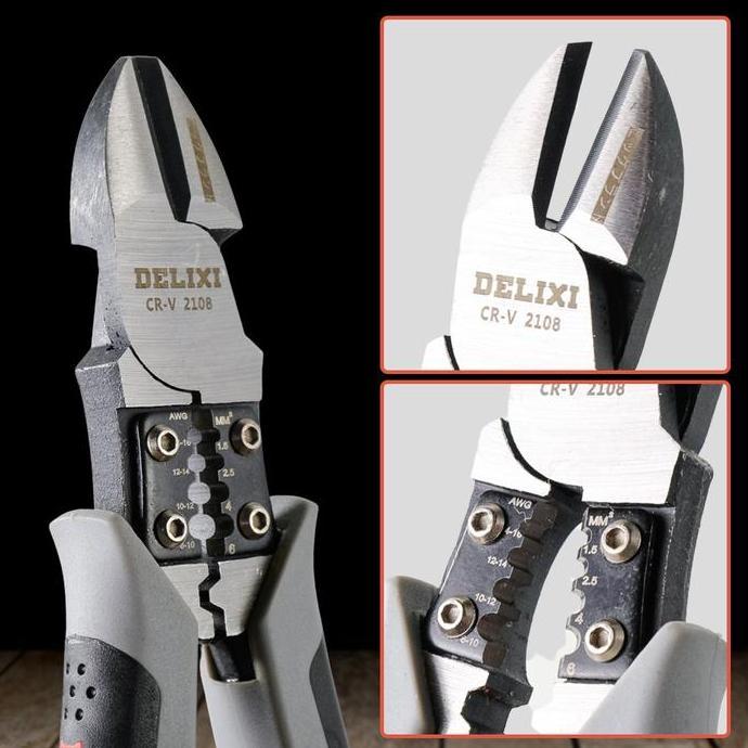 YOGSIXO DELIXI Tang Pemotong Kawat Pengupas Kabel AWG Wire Cutter Multifungsi