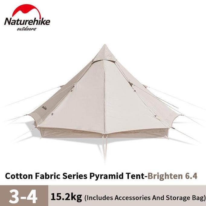 Tenda Pyramid Glamping Cotton Series Brighten 6.4 Naturehike NH20ZP004 Tenda Camping Keluarga Kemah 