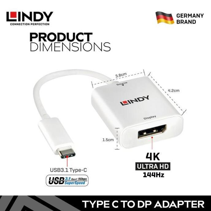 Yevaseni_ - Lindy Adapter Usb 3.2 Type C To Displayport Converter