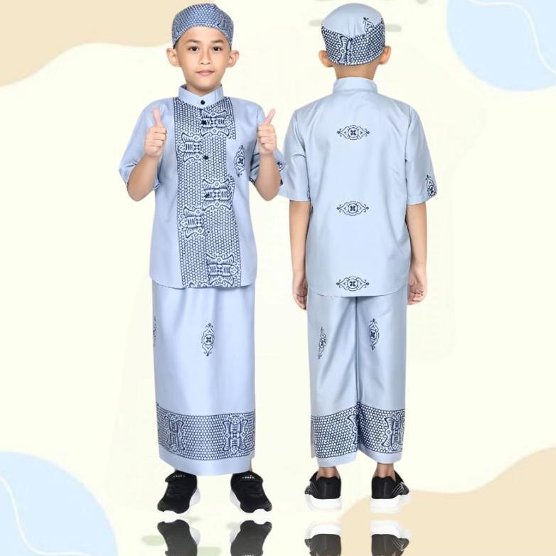 Termurah Setelan Baju Koko Peci Anak Laki-Laki Muslim Sarkoci Batik Pekalongan Usia 3-10 Tahun