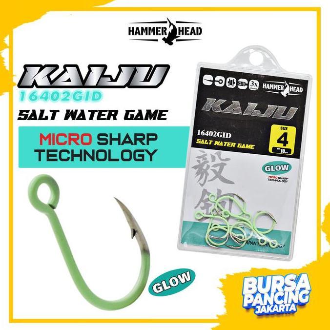 Hammerhead Kail Pancing KAIJU 16402GID Single Hook Minnow Anti Karat Untuk Di Laut