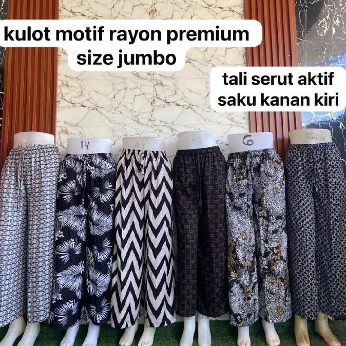 PAKET 3PCS CELANA KULOT RAYON MOTIF TERBARU kulot rayon motif random celana wanita jumbo kulot rayon