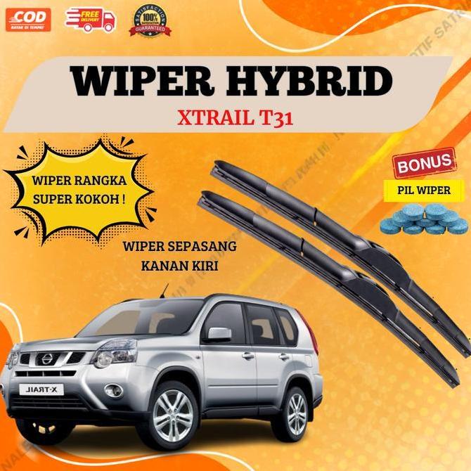 Wiper Mobil Hybrid Xtrail T31 Wiper Rangka Hybrid Sepasang Kanan Kiri Bonus Sabun Air Wiper - Wiper 
