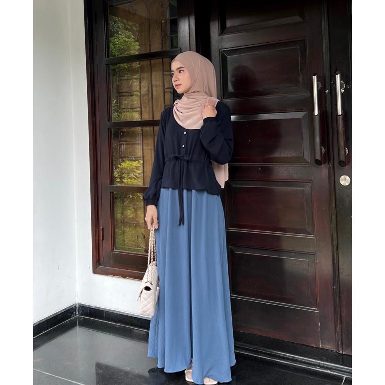 Premium Dafinty - Rosella Dress Bahan Premium Crinkle Gamis Wanita Remaja Simpel Kekinian