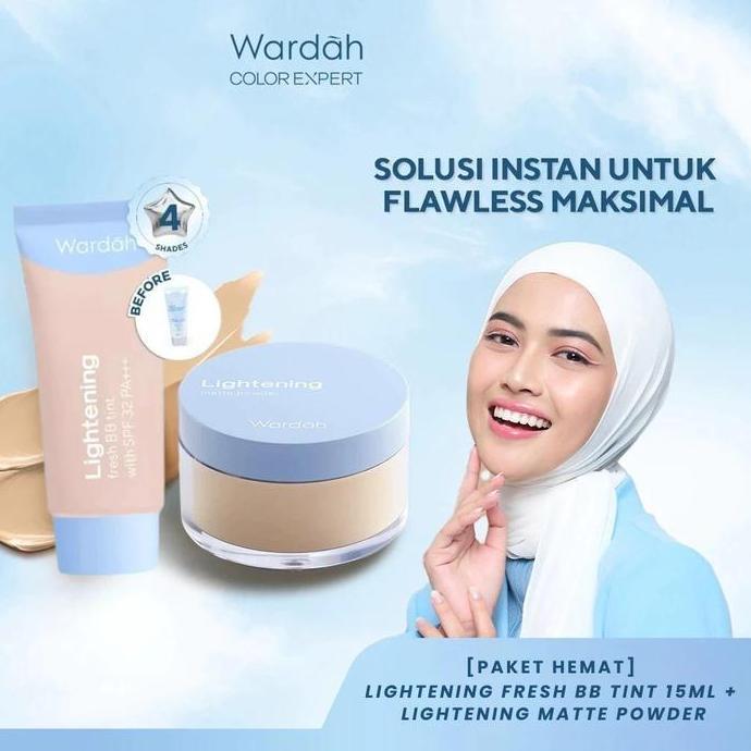 Zena_groupabadi - [PAKET BEDAK NATURAL] WARDAH Lightening Fresh BB Tint 15ml + Lightening Matte Powd
