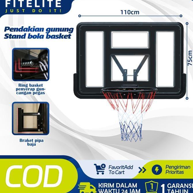 karezman77 - ring bola basket standar 45cm/net ring basket 12 loop/papan ring basket portable untuk 