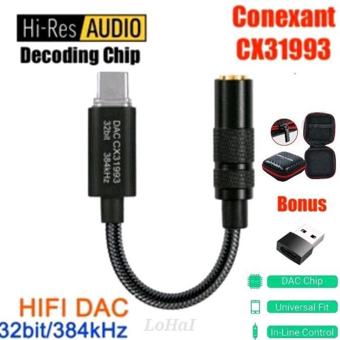 Kabel Usb Dac 32Bit/384Khz Type C Ke 3.5Mm Adaptor Hifi Dac Cx31993 Chip Cx-Pro