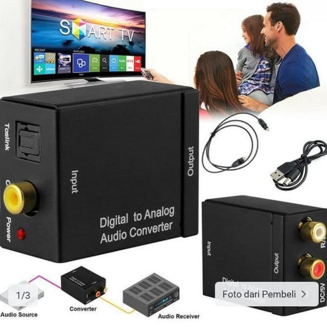 Paket Kabel Optik Toslink + Conventer Optik Audio To Rca/Analog Audio