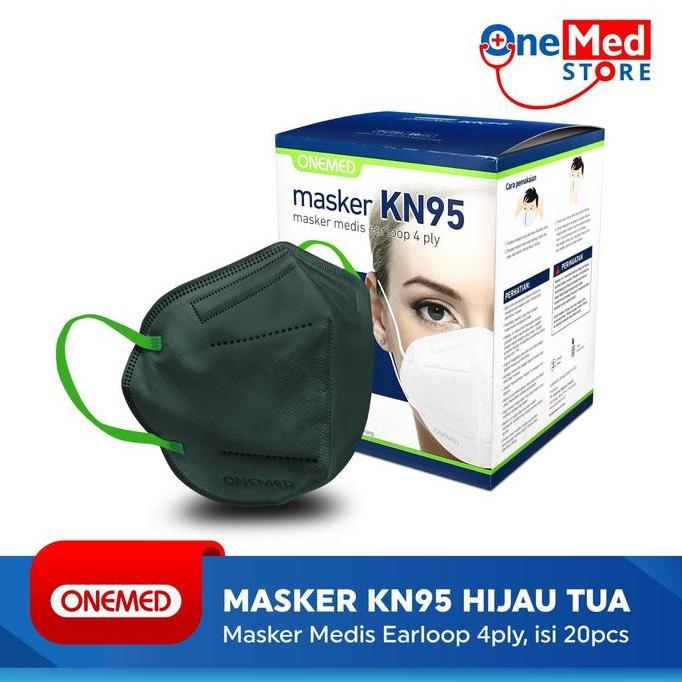 Masker Karet Kn95 Onemed 4Ply Box Isi 20Pcs - Hijau Tua