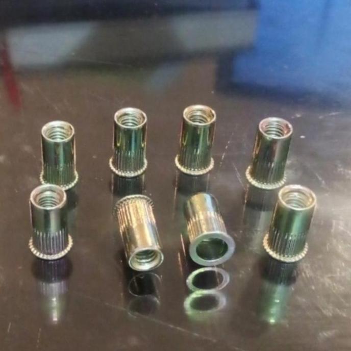 TERBARU - mur rivet nut m8 besi bibir tipis.nut rivet m8 kuning.isi 1000 pcs