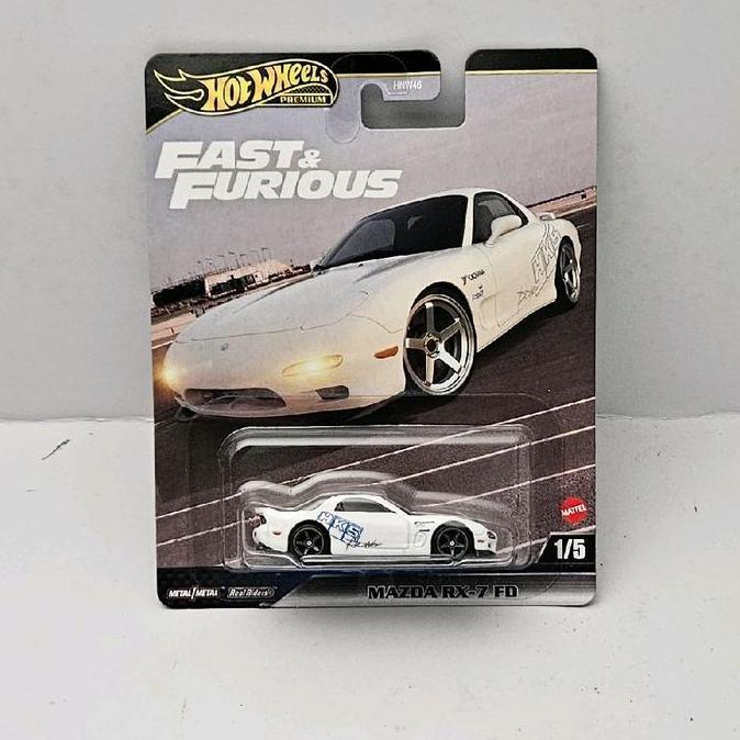 ORIGINAL HOTWHEELS PREMIUM FAST FURIOUS MAZDA RX7 FD WHITE HKS