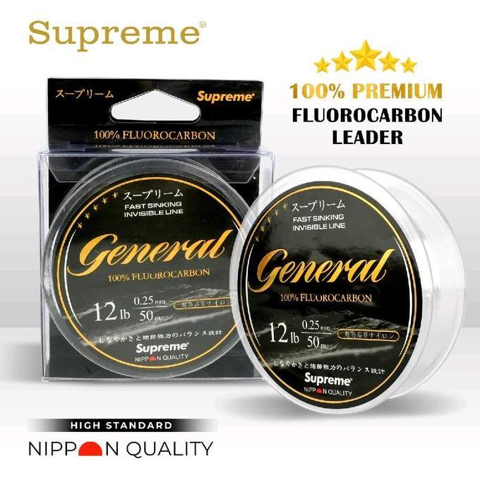 Senar Leader Supreme General 100% Fluorocarbon Soft 50M Senar Pancing [Ori]