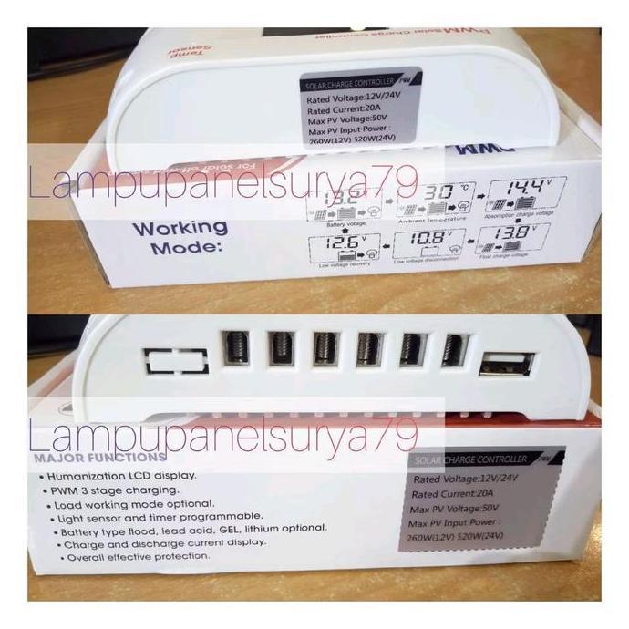 SCC Solar Charge Controller 10A 20A PWM Panel Surya